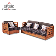 筑家东南亚风格全实木布艺，沙发新中式三人，位菠萝格实木沙发客厅