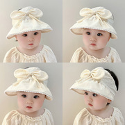 女宝宝遮阳帽大帽檐夏季薄款空顶帽婴幼儿太阳帽夏天外出防晒帽子