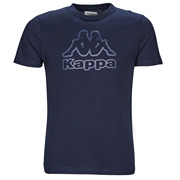 kappa背靠背男装圆领短袖，纯棉透气运动t恤衫深蓝色夏季2024