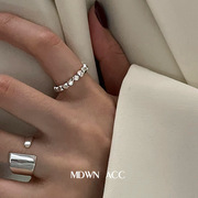 韩版s925银个性几何不规则戒指，女复古时尚，重工开口指环方块食指戒