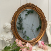 欧式复古古铜雕花镜子梳妆化妆镜，墙面装饰壁挂托盘收纳摆件道具