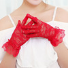 新娘结婚礼手套红色蕾丝网纱短款白色花边长款婚纱礼服旗袍秀禾服