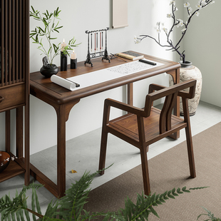 新中式胡桃木书法桌实木书桌画案写字台家用书法画写字桌桌办公桌
