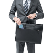 sanwasupply电脑包单肩包14英寸男女笔记本通勤横款手提商务休闲斜挎包，黑色拎包防泼水适用15.6英寸笔记本