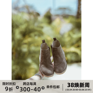史豌豆(史豌豆)女童定制切尔西靴2024春季儿童韩版时髦靴洋气宝宝童鞋