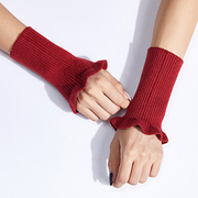 手套护腕毛衣袖口针织螺纹，花边护手腕套纯色，百搭秋冬保暖防风对装