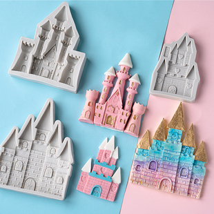 卡通立体公主王子城堡房子硅胶，模具diy巧克力翻糖蛋糕装饰模具
