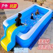 小孩游泳池家用充气水池大型滑梯海洋球池软包儿童戏，水池户外加高