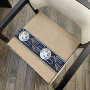 中式古典加厚亚麻实木椅垫高密可拆洗海绵坐垫可定制尺寸防滑椅垫