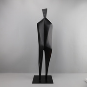 北欧创意黑色立体人物雕塑树脂摆件客厅样板房家居电视柜旁装饰品