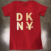 XS码DKNY唐可娜儿男女情侣装个性钱符号纯棉百搭短袖金标印花T恤