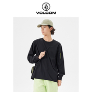 volcom钻石男装品牌户外风长袖，t恤2024春季纯色圆领拉链t上衣