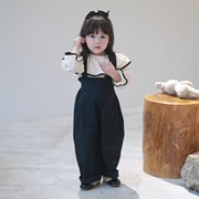 女童秋装背带裤20235洋气，中小童韩版3岁儿童吊带裤宝宝套装潮