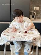 春秋季无袖茧绸宝宝餐椅一体式罩衣婴儿防脏神器儿童反穿衣防水软