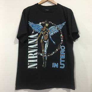 nirvana涅盘摇滚乐队重金属天使，朋克punk男女短袖，vintage复古t恤