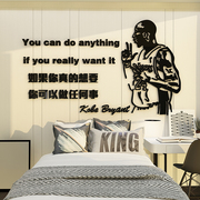 科比励志卧室装饰房间，布置男生宿舍篮球海报主题，床头背景墙面贴纸