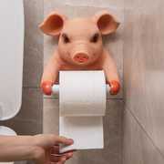 创意卫生间厨房纸巾架，树脂可爱猪欧式浴室，厕所卷纸架壁挂式厕纸盒