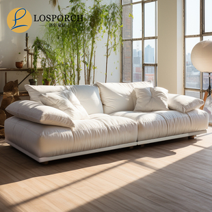 意式极简真皮沙发小户型客厅，奶油风现代简约设计师网红款三人沙发