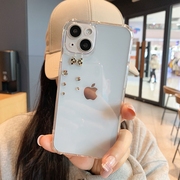 ins水钻蝴蝶结透明适用iPhone13promax苹果12手机壳11豹纹xs/xr女