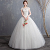 2023婚纱礼服一字肩齐地新娘结婚韩版立体花朵显瘦婚纱公