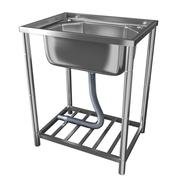 厨房304不锈钢洗菜盆水槽单槽双槽加厚大号家用带支架一体洗