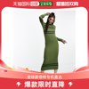 香港直邮潮奢asos女士设计针织，运动条纹长款连衣裙(卡其色)