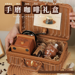 七夕情人节送女友男友喜欢的礼物高级复古咖啡机礼盒文艺范有情调