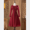 连衣裙红色礼服袖喜婆婆婚宴装结婚礼服妈妈洋气高贵高端刺绣
