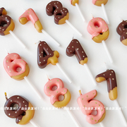 创意甜甜圈巧克力草莓饼干数字生日蜡烛儿童宝宝生日派对装饰布置