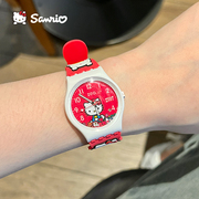 hellokitty正版凯蒂猫手表，女款红色儿童小学生，女童幼儿园电子表