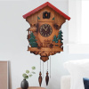 欧式实木雕刻布谷鸟挂钟儿童房家用客厅整点报时网红时尚创意钟表