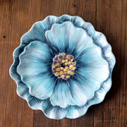 外贸3d立体浮雕陶瓷欧式田园，创意家用美式装饰盘挂盘子花朵碗饭碗