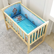 新生婴儿实木床床围栏，小孩子可爱床头带蚊帐防摔宝宝床席子蚊帐车