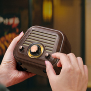 山水无线蓝牙音箱低音炮小型创意，复古迷你小音响插卡收音机播放器