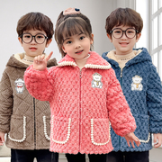 三层夹棉罩衣儿童，加厚加绒时尚家居服外套，男女童冬季保暖护衣