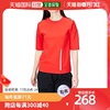 日本直邮Adidas阿迪达斯女士短袖T恤鲜艳红潮流简约H5303条纹
