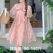 胖女童连衣裙夏季中大童装甜美公主，裙加肥加大码儿童宽松显瘦裙子