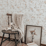 儿童房卧室背景墙纸，美式田园玫瑰花壁纸客厅，沙发蔷薇壁布无缝墙布