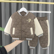 2022秋冬韩版休闲男童加棉加厚两件套童装儿童棉服套装