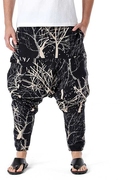 Printed loose gusset trousers for men 印花宽松男士吊裆垮裤男