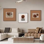 现代轻奢餐厅装饰画卧室壁画正方形，抽象高端小众艺术棕色客厅挂画