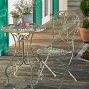 法式复古铁艺椅子庭院户外折叠休闲桌椅，网红阳台花园一桌二椅组合