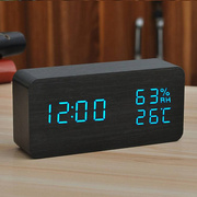 闹钟创意木质电子时钟静音桌面充电数字学生智能床头夜光钟表简约