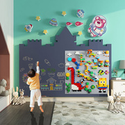 儿童房间积木黑板墙面二合一，磁性涂鸦装饰壁纸网红草莓，熊公仔(熊公仔)布置