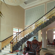 别墅楼梯扶手栏杆新中式，室内家用铜艺铝艺铝合金旋转弧形围栏护栏