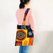 女士帆布包玛雅印象复古风格双层棉麻单肩包包时尚手提通勤大布包