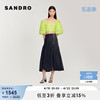 SANDRO Outlet夏季女装高腰A字亚麻黑色长款半身裙SFPJU00827