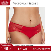5件238维多利亚的秘密，舒适低腰闪亮蕾丝全包，臀红色本命年内裤