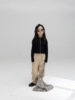 儿童韩系黑色拉链衫，2023秋款女童洋气，修身坑条纯色长袖针织衫外套