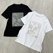 原创设计～贴布刺绣钉珠短袖t恤女夏复古中式印花T恤 细节精致！